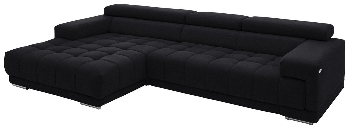 ECKSOFA Mikrofaser Anthrazit  - Anthrazit/Silberfarben, Design, Textil/Metall (190/335cm) - Beldomo Speed