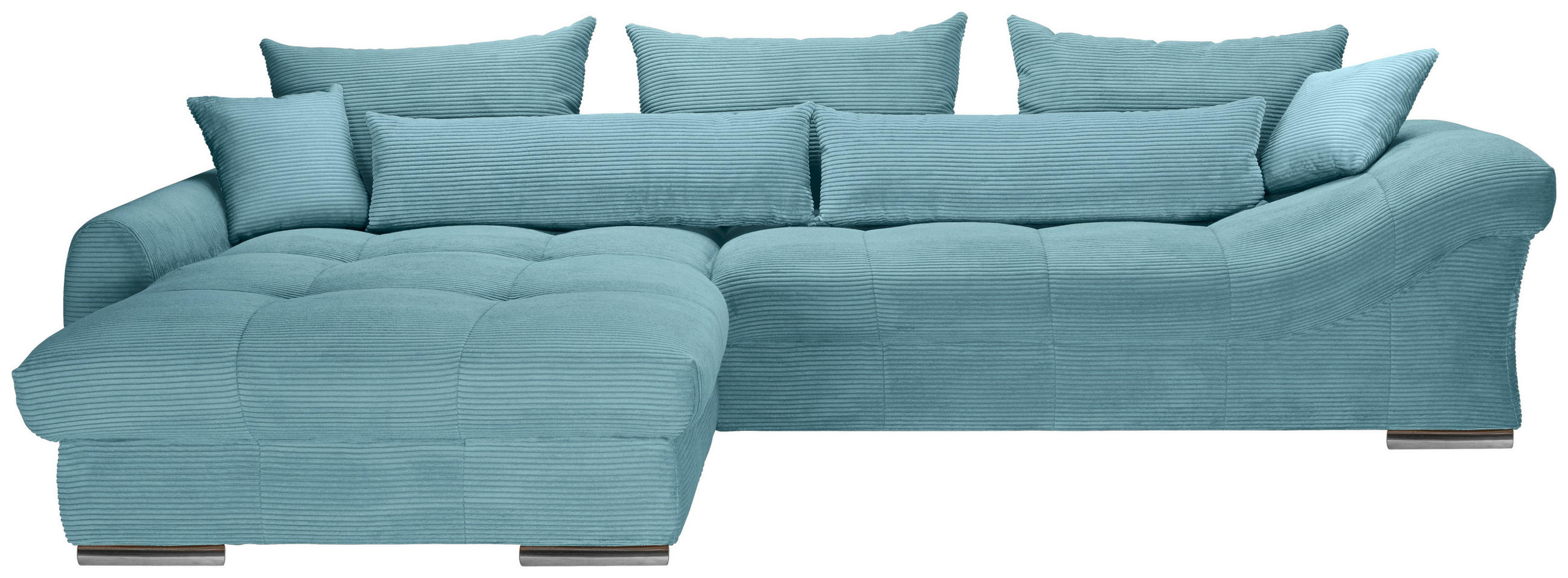 ECKSOFA Türkis Cord  - Türkis/Chromfarben, KONVENTIONELL, Textil/Metall (225/335cm) - Carryhome