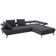 ECKSOFA Fino in Chenille Dunkelgrau  305/224 cm  - Dunkelgrau/Schwarz, Design, Textil/Metall (305/224cm) - Dieter Knoll