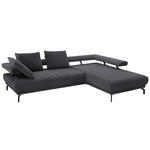 ECKSOFA Fino in Chenille Dunkelgrau  305/224 cm  - Dunkelgrau/Schwarz, Design, Textil/Metall (305/224cm) - Dieter Knoll