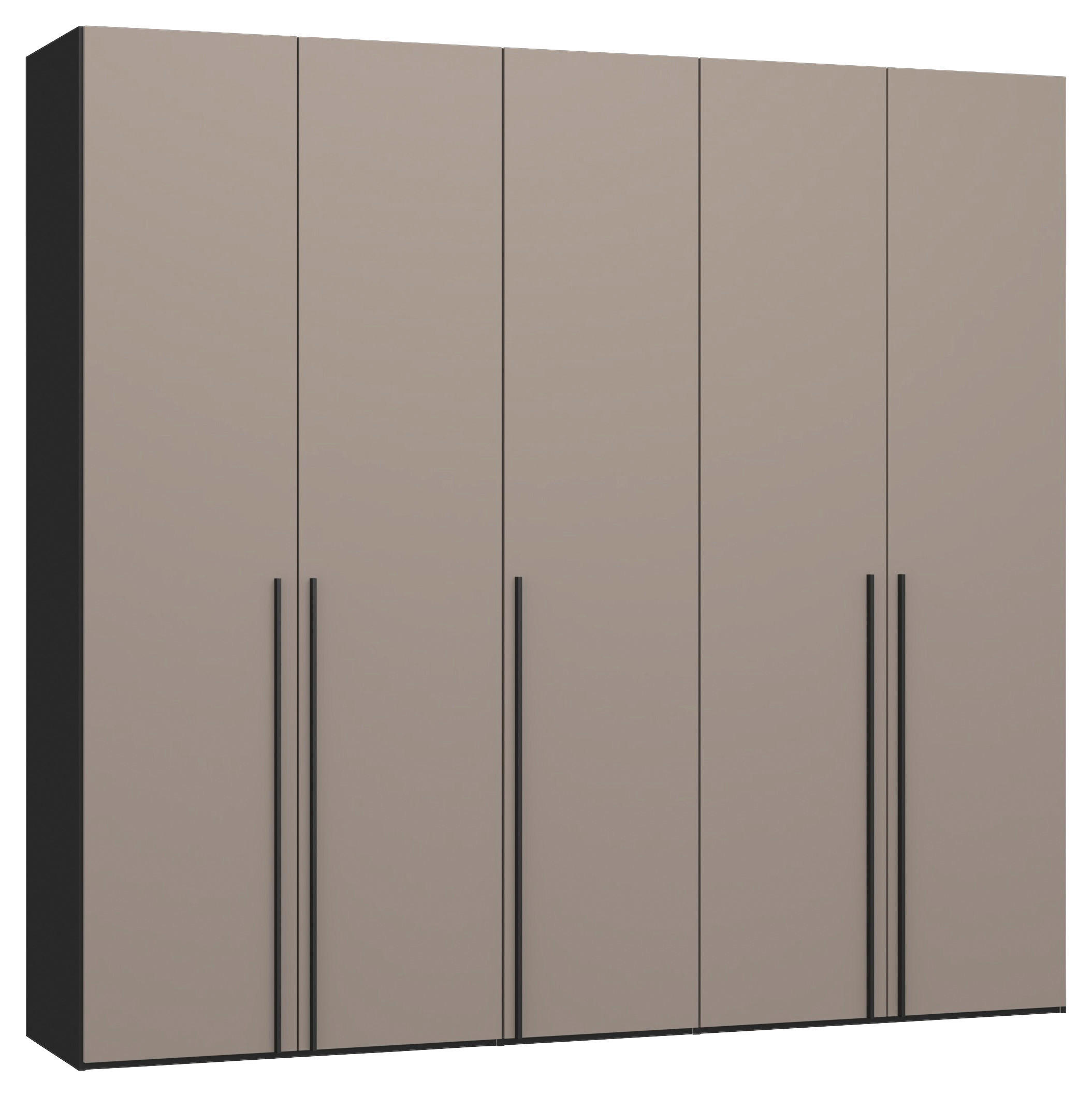 DREHTÜRENSCHRANK 253/236/59 cm,  in Schwarz, Hellbraun, 5-türig  - Hellbraun/Schwarz, Design, Holzwerkstoff/Metall (253/236/59cm) - Jutzler