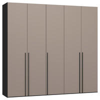 DREHTÜRENSCHRANK 253/236/59 cm,  in Schwarz, Hellbraun, 5-türig  - Hellbraun/Schwarz, Design, Holzwerkstoff/Metall (253/236/59cm) - Jutzler