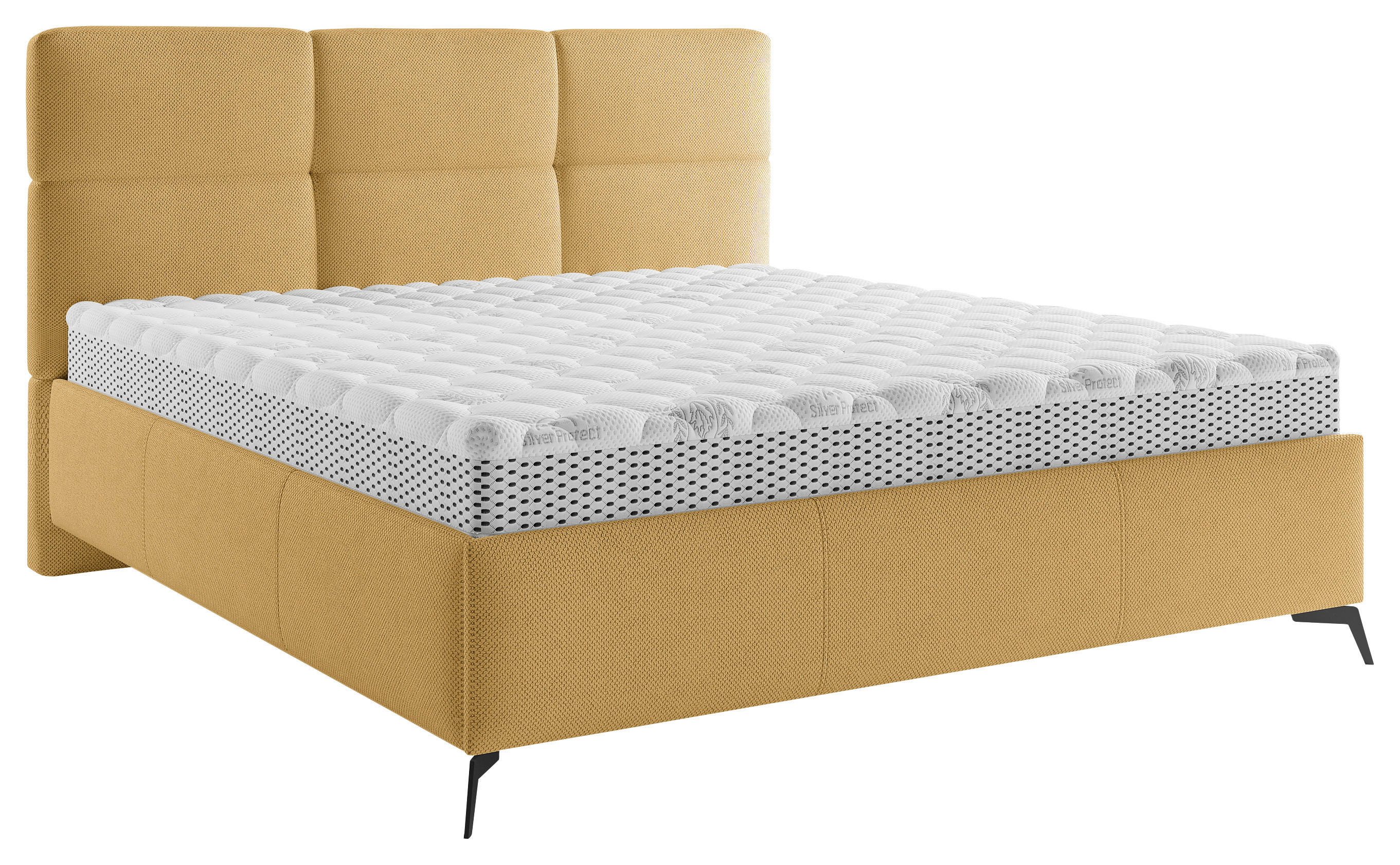 POLSTERBETT 180/200 cm  in Senfgelb  - Senfgelb/Schwarz, Modern, Holz/Textil (180/200cm) - Boxxx