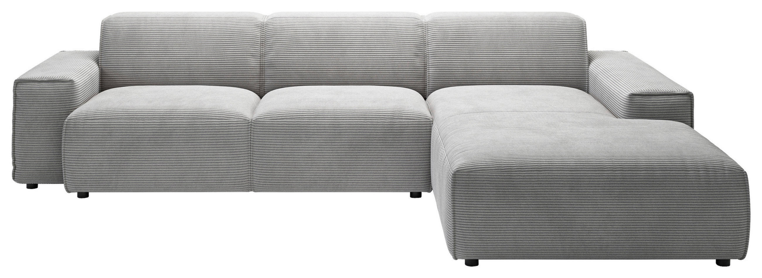 ECKSOFA in Cord Grau  - Schwarz/Grau, Design, Kunststoff/Textil (300/189cm) - Pure Home Lifestyle