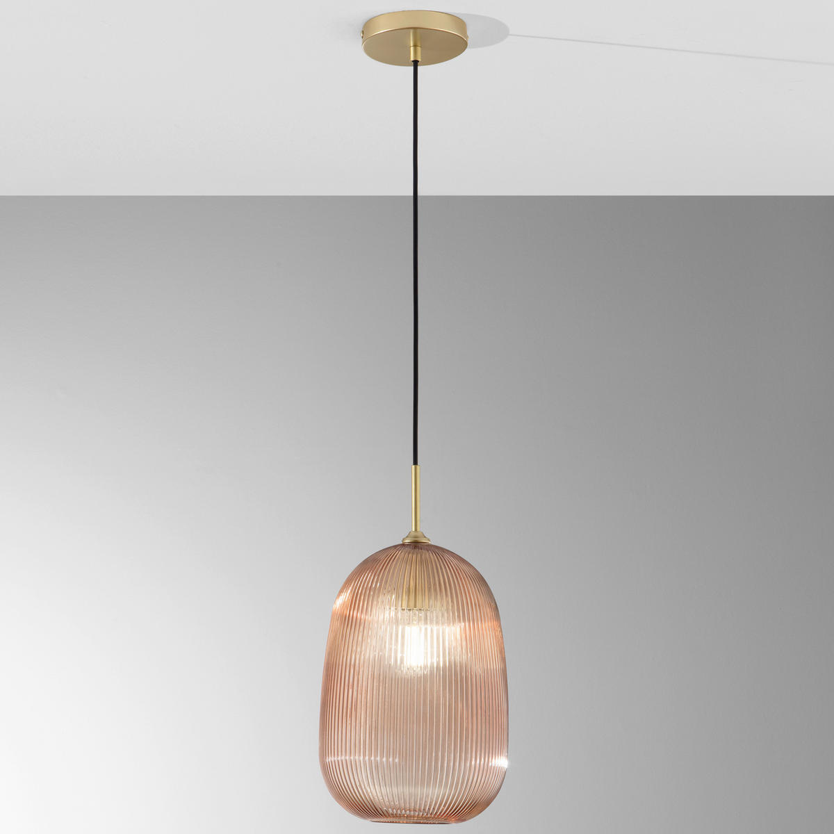 HÄNGELEUCHTE 21/202 cm  - Goldfarben/Bernsteinfarben, Trend, Glas/Metall (21/202cm)