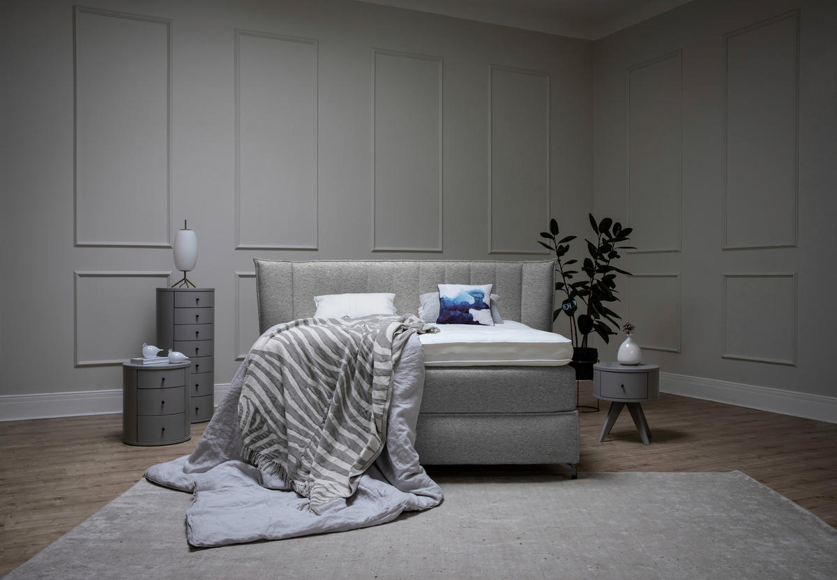 BOXSPRINGBETT 160/200 cm  in Naturfarben  - Schwarz/Naturfarben, KONVENTIONELL, Holz/Textil (160/200cm) - Sjöholm