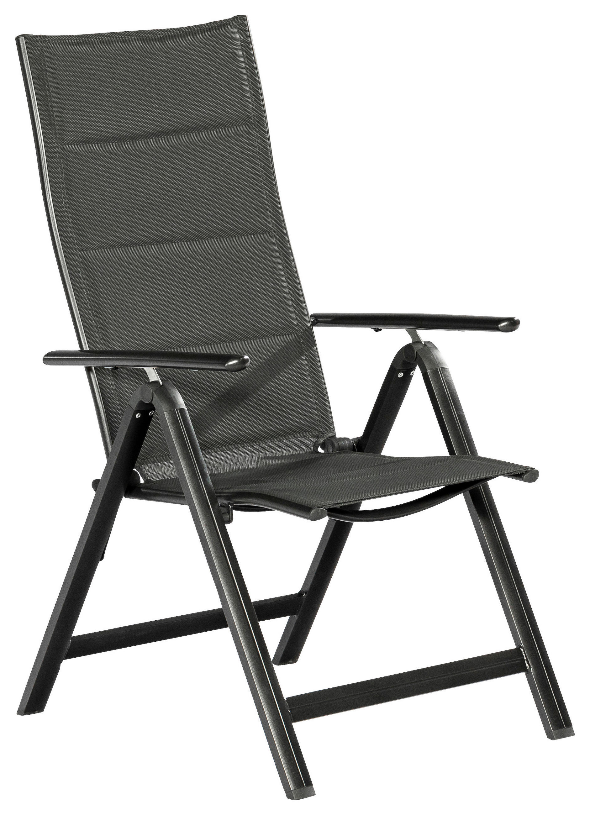 GARTENKLAPPSESSEL Aluminium Graphitfarben, Dunkelgrau  - Dunkelgrau/Graphitfarben, KONVENTIONELL, Textil/Metall (63/118/73cm) - Gardenson