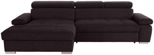 ECKSOFA Aubergine Velours  - Silberfarben/Aubergine, Design, Holz/Textil (183/292cm) - Livetastic