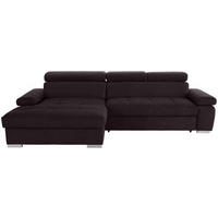 ECKSOFA in Velours Aubergine  - Silberfarben/Aubergine, Design, Holz/Textil (183/292cm) - Livetastic