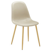 STUHL Lederlook Taupe - Taupe/Eichefarben, Design, Textil/Metall (44/87/49,5cm) - TI`ME