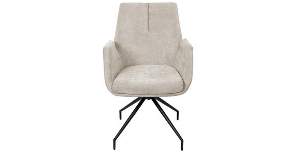 ARMLEHNSTUHL  in Schmiedeeisen Webstoff  - Beige/Schwarz, Design, Textil/Metall (58/89,5/64cm) - Novel