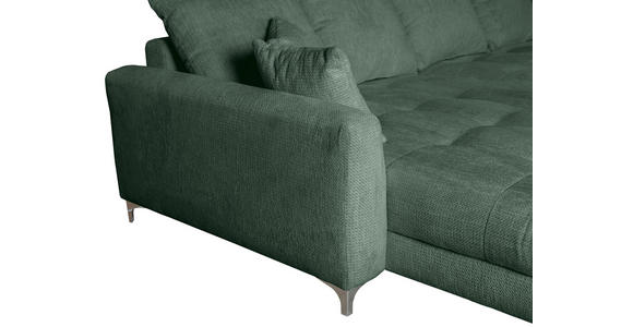 ECKSOFA  in Chenille Waldgrün  227/329 cm  - Waldgrün/Chromfarben, KONVENTIONELL, Textil/Metall (227/329cm) - Carryhome