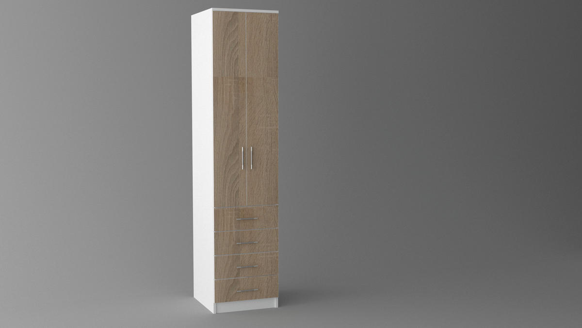 ORMAR SA HARMONIKA VRATIMA bela, sonoma hrast  51/220/55 cm  - sonoma hrast/siva, Konvencionalno, pločasti materijal/plastika (51/220/55cm) - Cantus