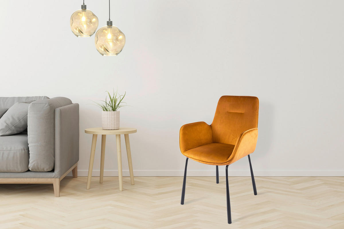 ŽIDLE S PODRUČKAMI, samet, pískové barvy - černá/pískové barvy, Moderní, kov/textil (57/87/58,5cm) - MID.YOU