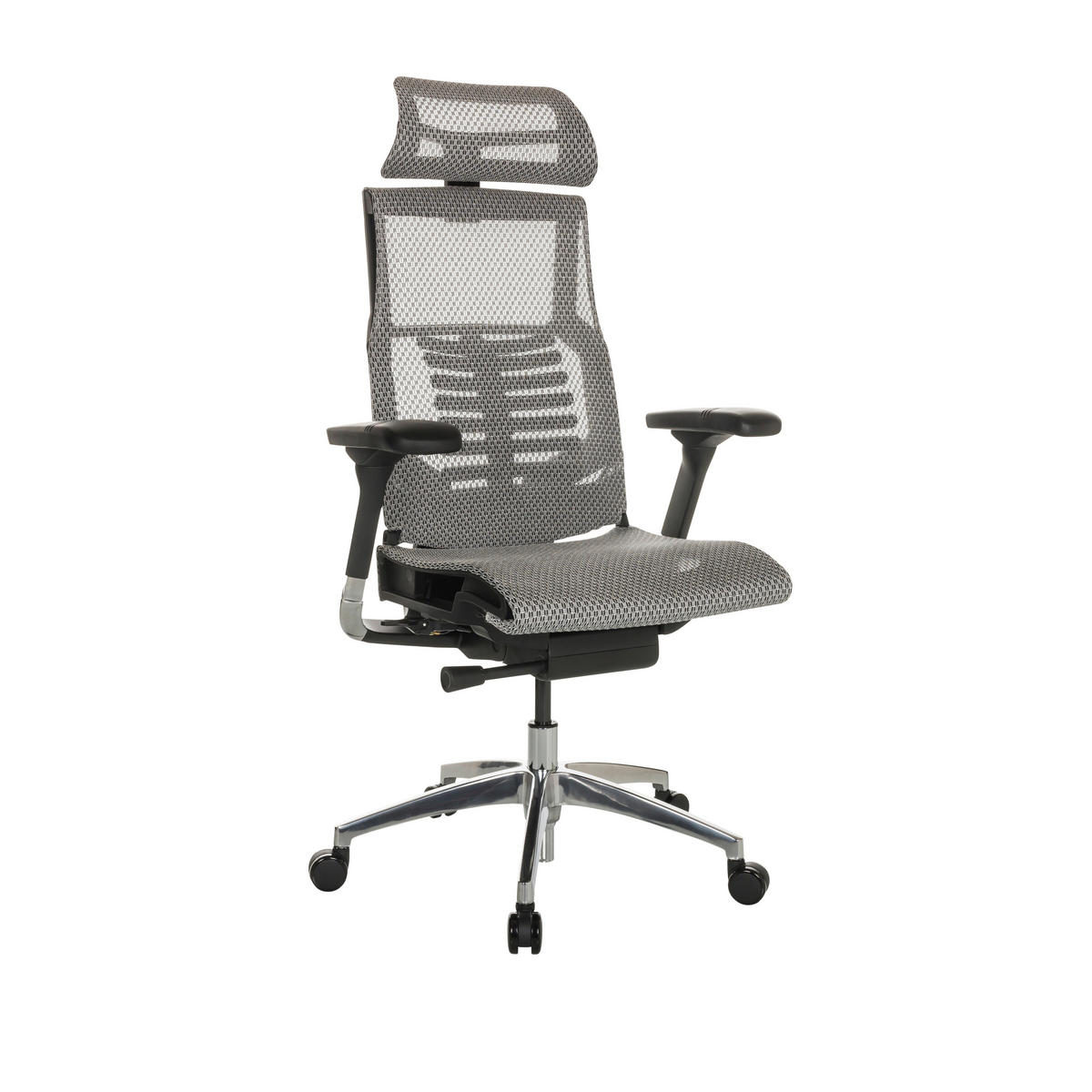 DREHSTUHL Netz Hellgrau  - Silberfarben/Hellgrau, Basics, Kunststoff/Textil (67/119-135/60cm) - MID.YOU