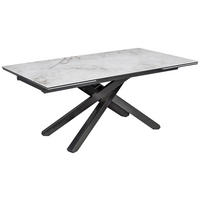 ESSTISCH 180-280/98/76 cm  Metall, Glas, Keramik ausziehbar rechteckig Schwarz, Weiss  - Weiss/Schwarz, Design, Glas/Keramik (180-280/98/76cm) - Novel