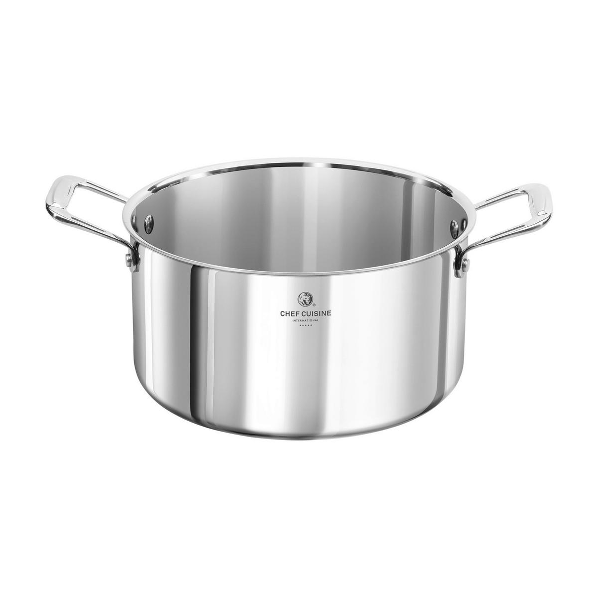 KOCHTOPFSET 3-teilig  - Edelstahlfarben/Schwarz, Basics, Glas/Kunststoff (37/30/23cm) - CHEF CUISINE