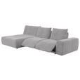 ECKSOFA in Velours Silberfarben  - Silberfarben/Schwarz, Design, Kunststoff/Textil (174/342cm) - Xora