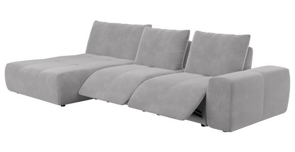 ECKSOFA in Velours Silberfarben  - Silberfarben/Schwarz, Design, Kunststoff/Textil (174/342cm) - Xora