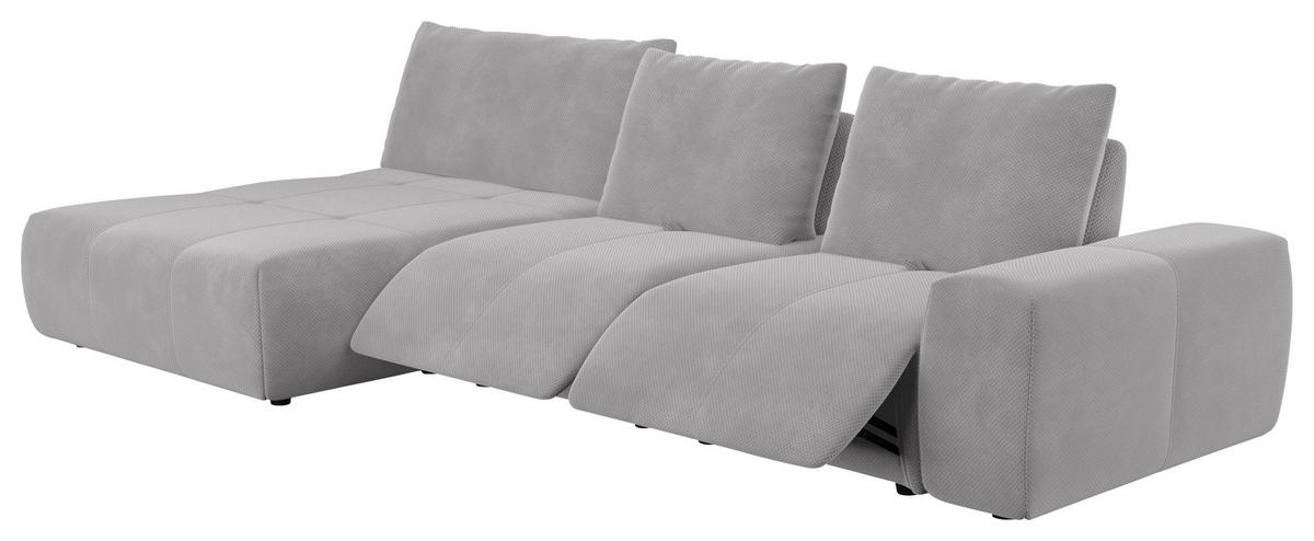 ECKSOFA in Velours Silberfarben  - Silberfarben/Schwarz, Design, Kunststoff/Textil (174/347cm) - Xora