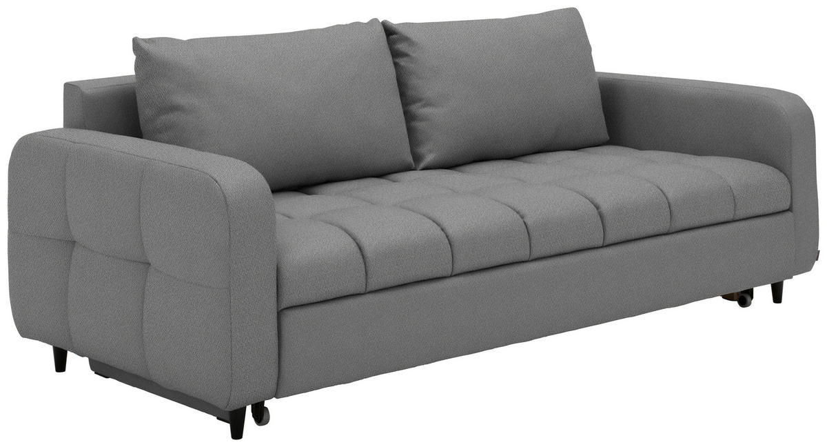 SCHLAFSOFA Webstoff Grau Stoffauswahl, Bettfunktion erhältlich, Rücken echt, Armteil links, Armteil rechts  - Schwarz/Grau, Design, Holz/Textil (236/88/101cm) - Lomoco