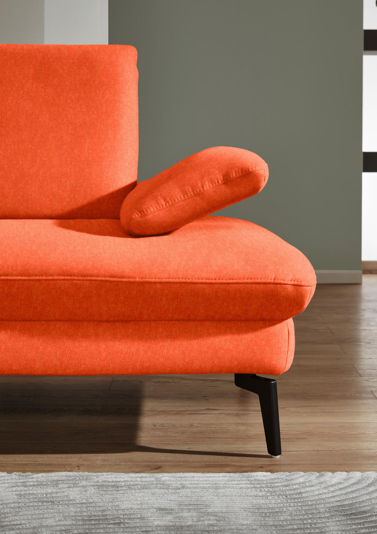 ECKSOFA in Chenille, Mikrofaser Orange  - Schwarz/Orange, Design, Textil/Metall (157/299cm) - Dieter Knoll