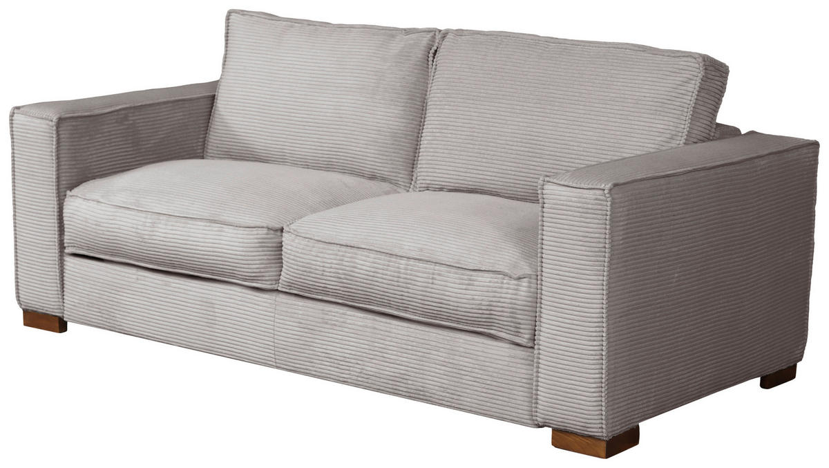 SCHLAFSOFA Cord Hellgrau  - Dunkelbraun/Hellgrau, Design, Holz/Textil (203/85/99cm) - MID.YOU