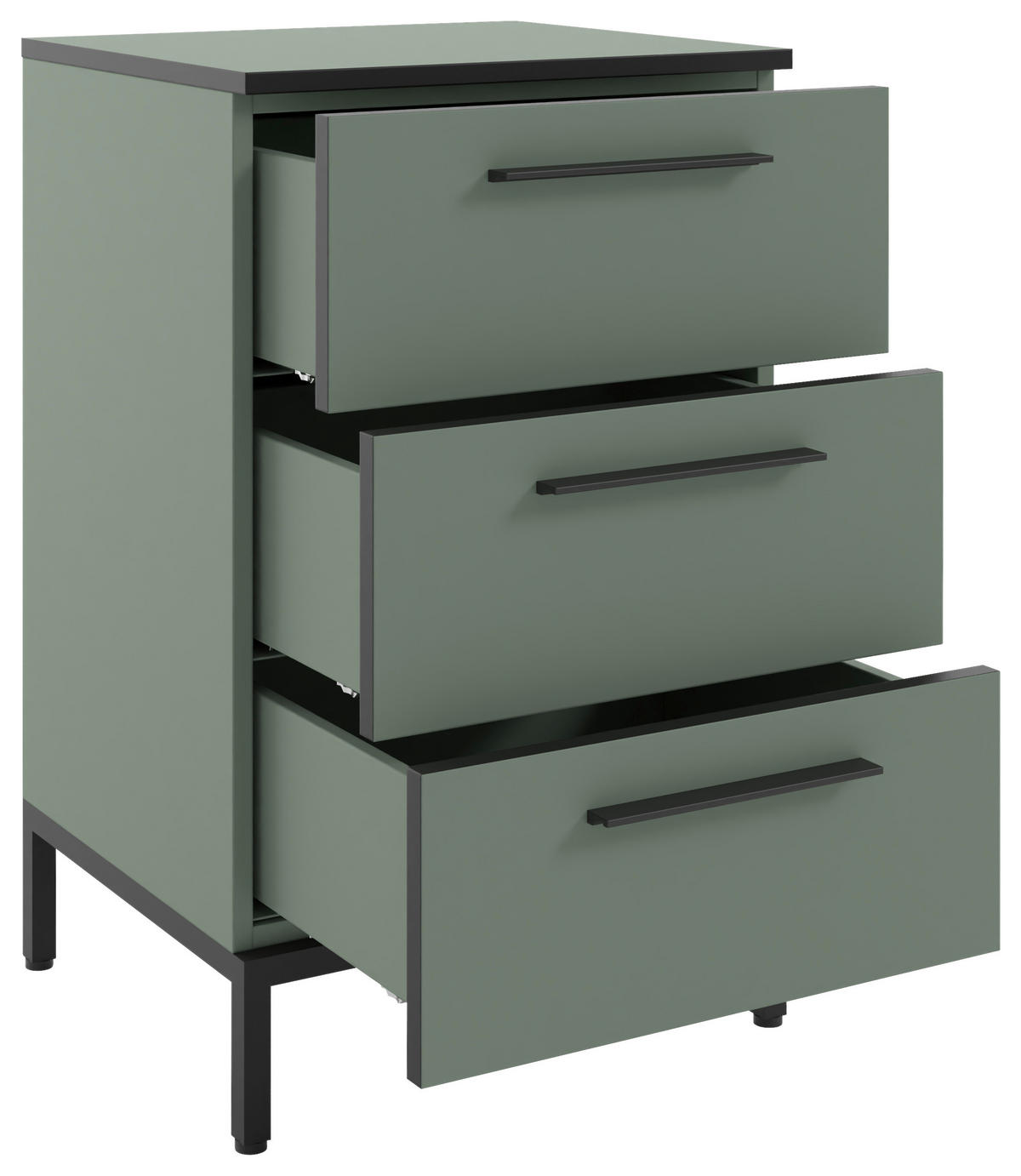 NACHTSCHRANK 45/72,4/40 cm  - Schilfgrün/Schwarz, MODERN, Holzwerkstoff/Metall (45/72,4/40cm)