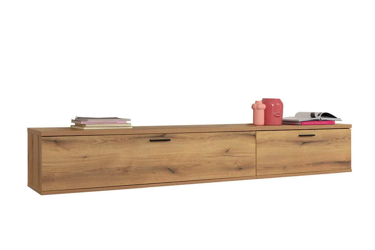 LOWBOARD  in 240/38/37 cm  - Eichefarben/Schwarz, Design, Holzwerkstoff/Metall (240/38/37cm) - home24