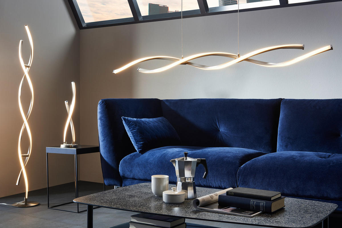 LED-HÄNGELEUCHTE 110/8/140 cm   - Nickelfarben, Design, Metall (110/8/140cm) - Paul Neuhaus