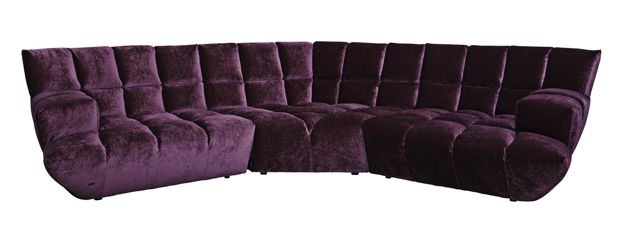 WOHNLANDSCHAFT in Velours Brombeere  - Brombeere/Schwarz, Trend, Kunststoff/Textil (318/318cm) - Bretz