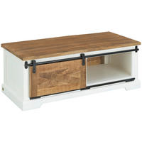 COUCHTISCH Country Slider Mangoholz massiv 60/120/45 cm rechteckig Naturfarben, Schwarz, Weiß  - Schwarz/Naturfarben, LIFESTYLE, Holz (60/120/45cm) - MID.YOU