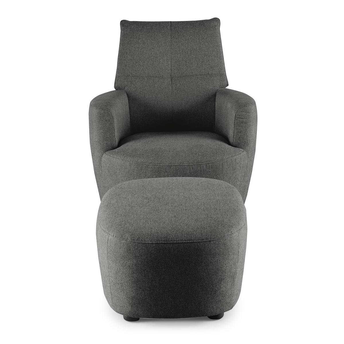 SESSEL Webstoff Graphitfarben    - Graphitfarben/Schwarz, Design, Textil/Metall (80/96/88cm) - SetOne by Musterring