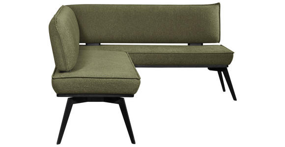ECKBANK 195/165 cm Webstoff Schwarz, Olivgrün Buche massiv - Schwarz/Olivgrün, Basics, Holz/Textil (195/165cm) - Carryhome