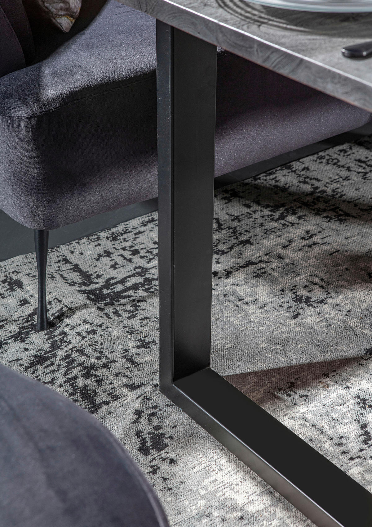 ESSTISCH in Holz 160/90/76 cm  - Schwarz/Grau, ROMANTIK / LANDHAUS, Holz/Metall (160/90/76cm) - Landscape