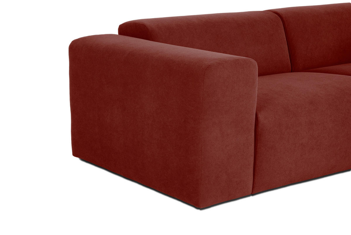 3-SITZER-SOFA MANNE Struktur Rostfarben  - Rostfarben/Schwarz, Design, Kunststoff/Textil (266/76/116cm) - MID.YOU