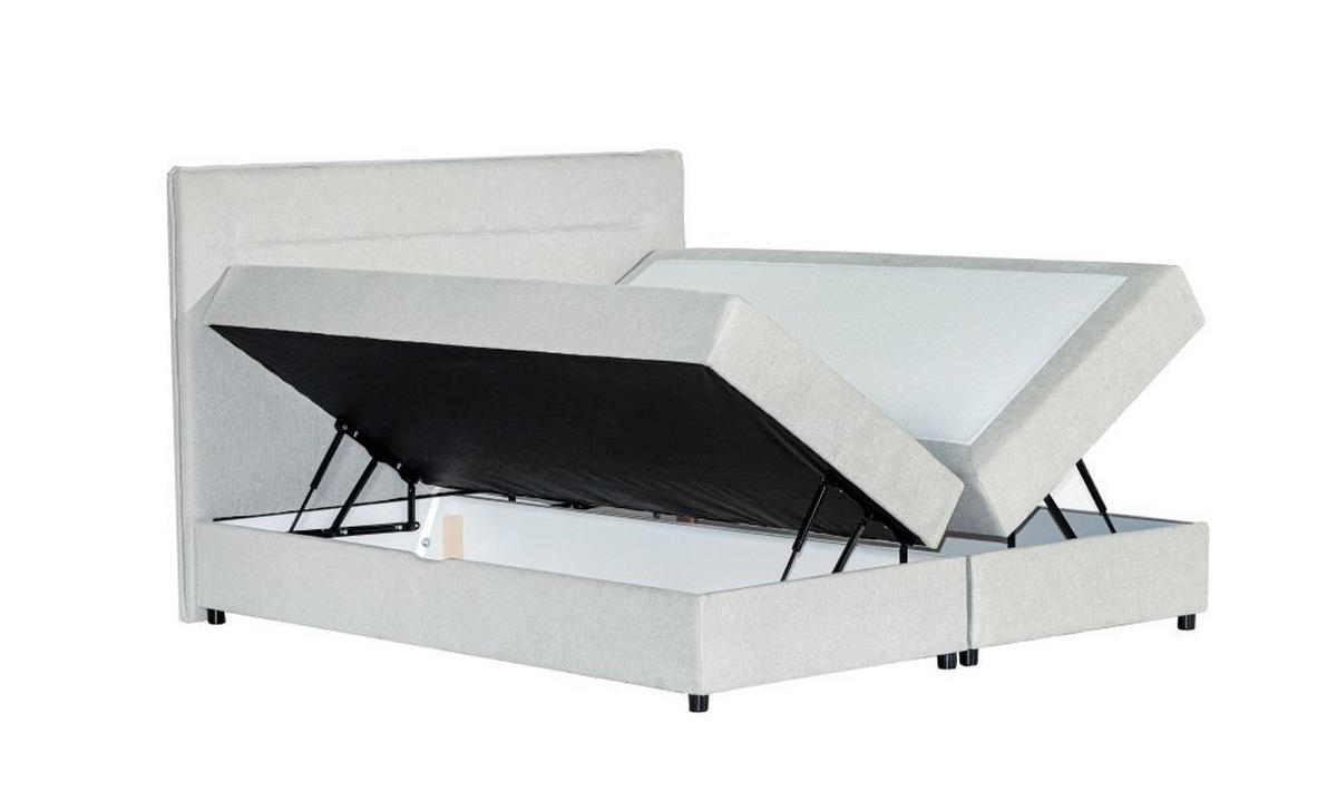 BOXSPRING KREVET     svijetlo siva  - svijetlo siva/crna, Moderno, drvni materijal/tekstil (208/182cm) - Hom`in