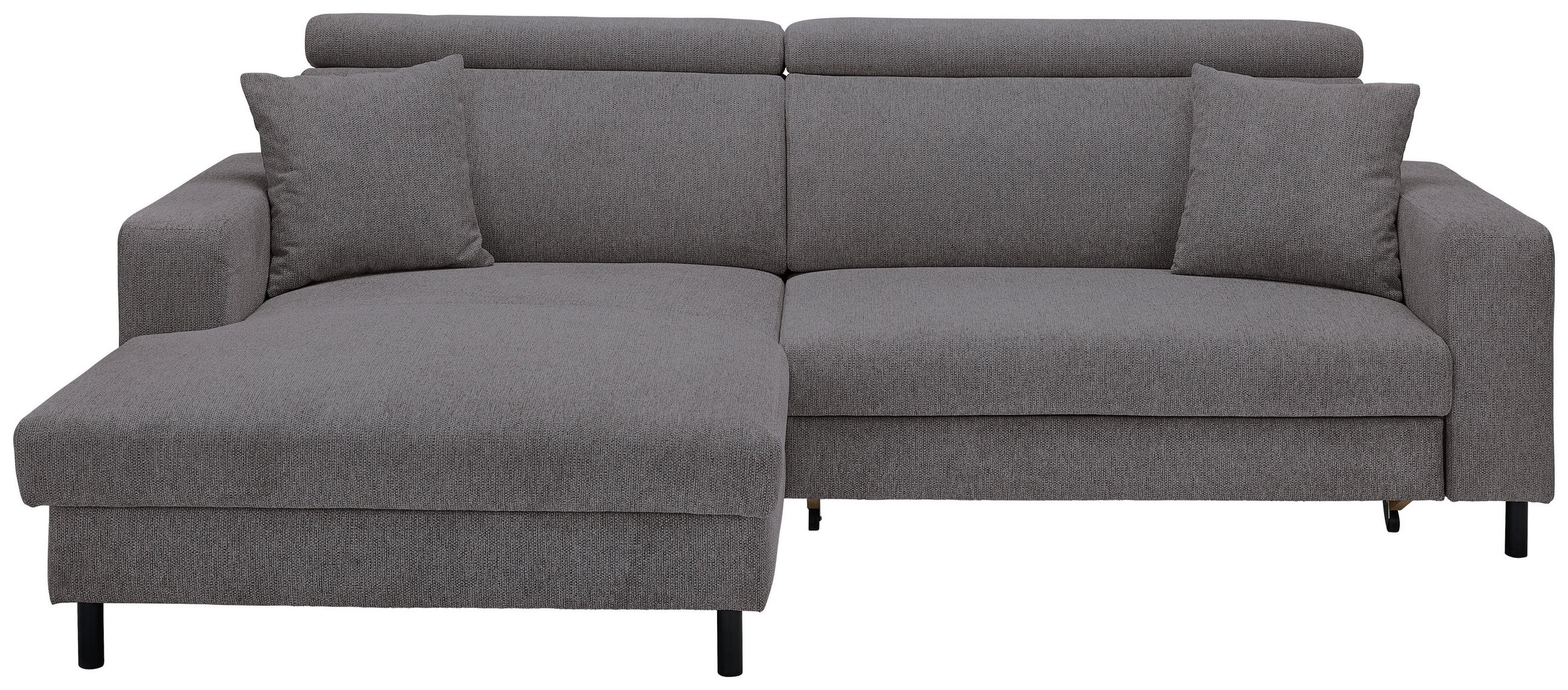 ECKSOFA Anthrazit Flachgewebe  - Anthrazit/Schwarz, Design, Textil/Metall (166/262cm) - Xora