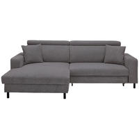 ECKSOFA Ottomane links, Eckteil  Anthrazit Flachgewebe  - Anthrazit/Schwarz, Design, Textil/Metall (166/262cm) - Xora
