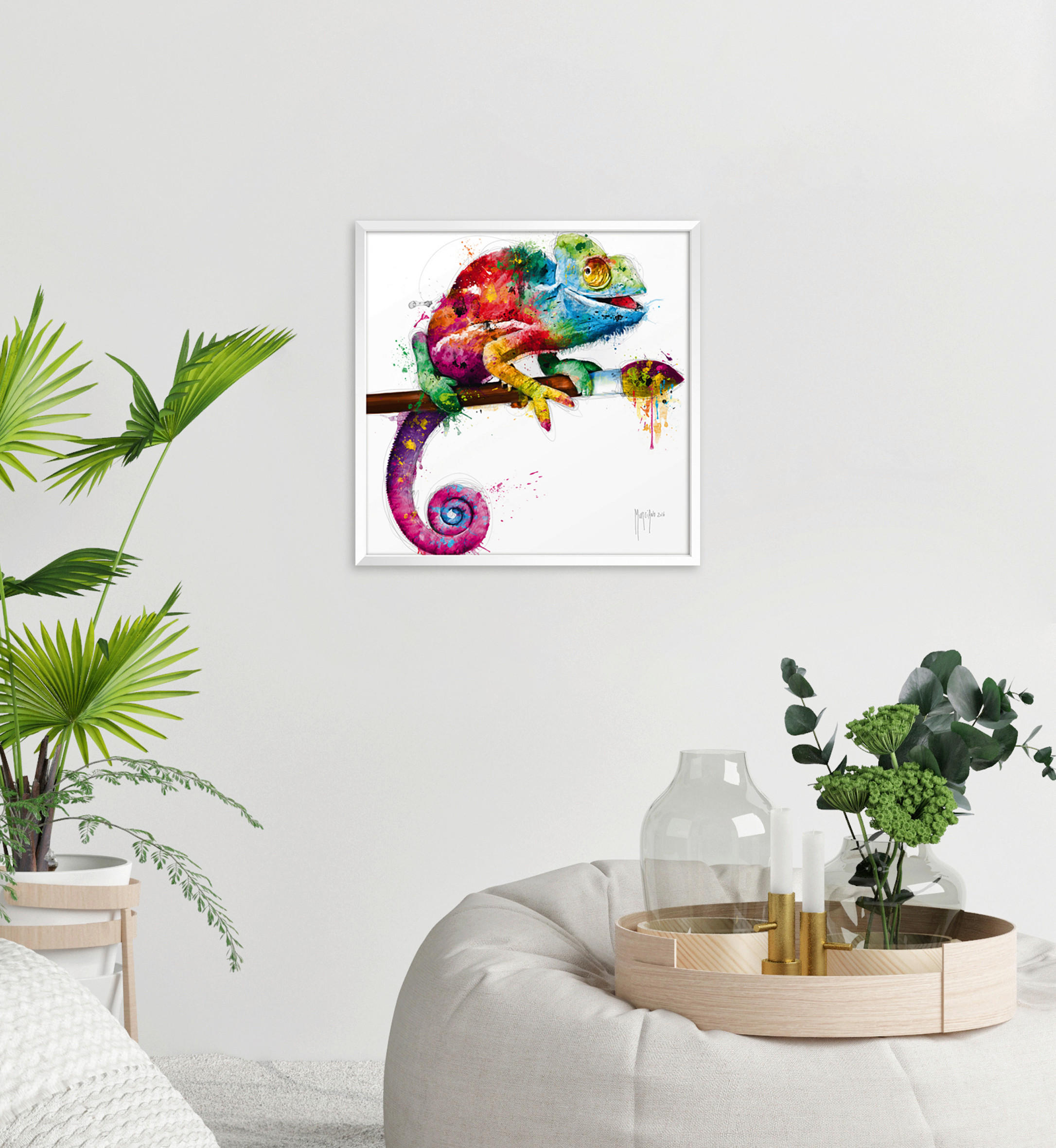 KUNSTDRUCK Tiere 30/30 cm  - Blau/Gelb, Basics, Papier (30/30cm) - Monee