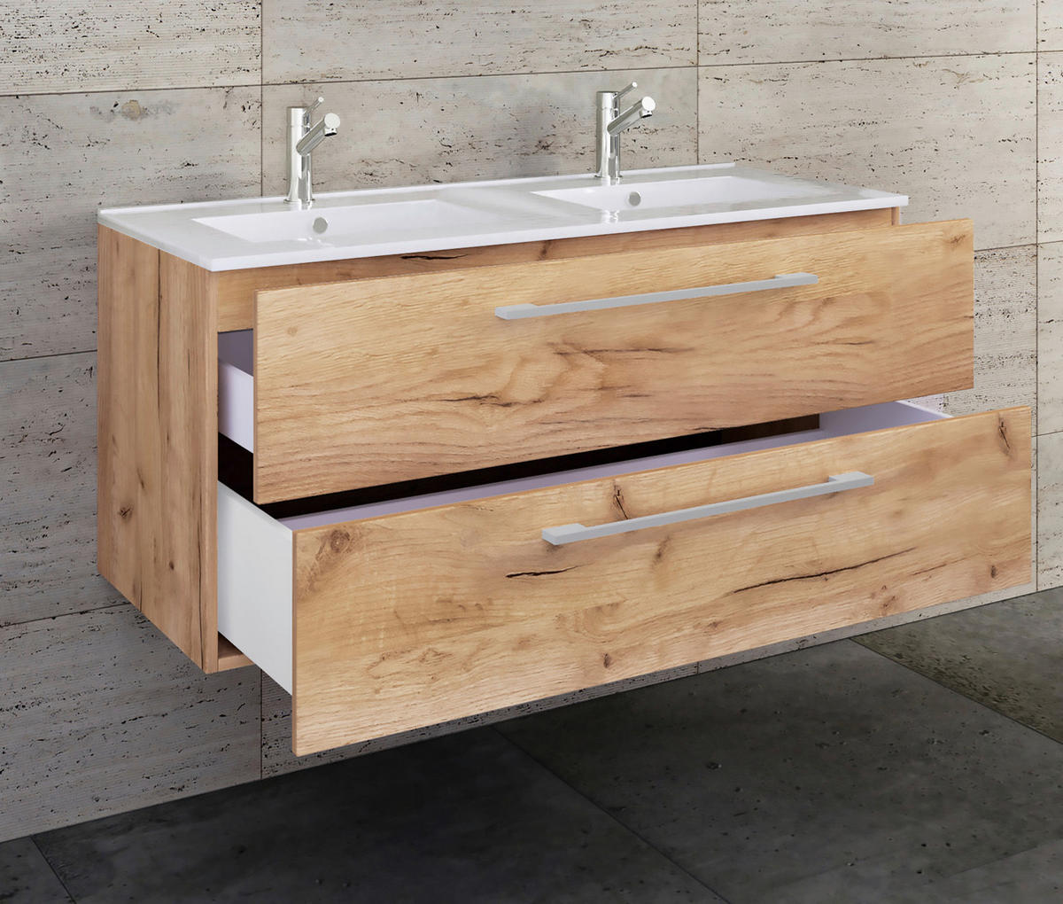 BADEZIMMER  in 145 cm  - Honigeiche/Weiß, MODERN, Keramik/Holzwerkstoff (145cm) - MID.YOU
