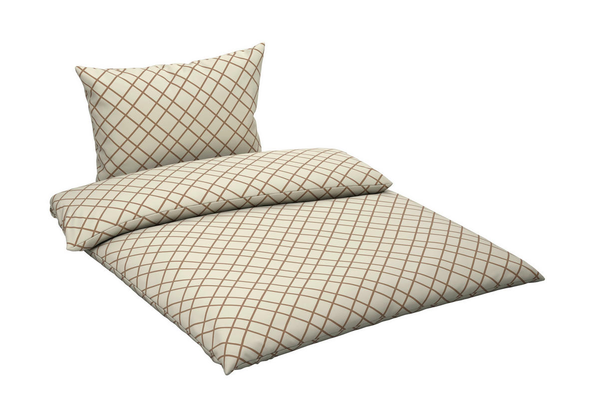 POSTEĽNÁ BIELIZEŇ, flanel, hnedá, krémová, 140/200 cm - hnedá/krémová, Konventionell, textil (140/200cm) - Esposa