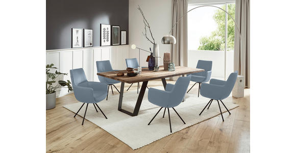 ARMLEHNSTUHL  Beinauswahl, Lederauswahl, Typenauswahl, Sitzfläche 360° drehbar   - Schwarz/Grau, Design, Leder/Metall (60/90/61cm) - Dieter Knoll