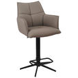 BARHOCKER Echtleder Grau, Schwarz Eisen Sitzfläche 360° drehbar  - Schwarz/Grau, Design, Leder/Metall (54/96-121/56cm) - Novel