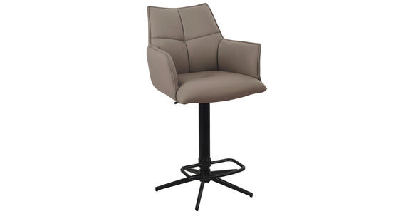 BARHOCKER Echtleder Grau, Schwarz Eisen Sitzfläche 360° drehbar - Schwarz/Grau, Design, Leder/Metall (54/96-121/56cm) - Novel