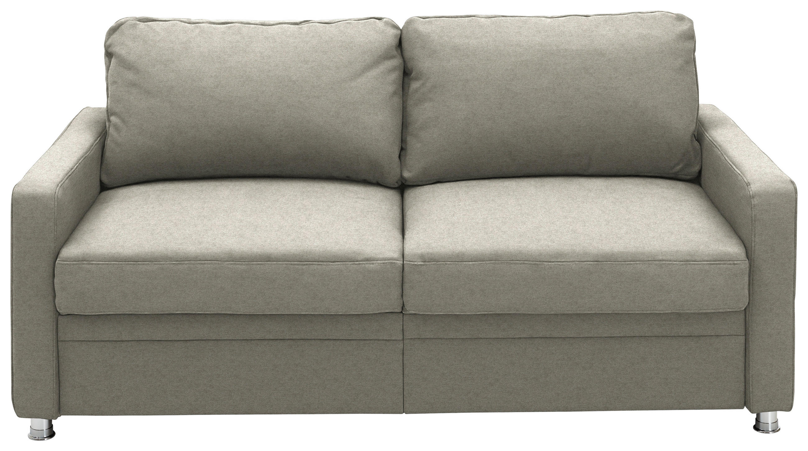 SCHLAFSOFA Chenille Greige  - Chromfarben/Greige, KONVENTIONELL, Textil/Metall (186/90/100cm) - Beldomo Style
