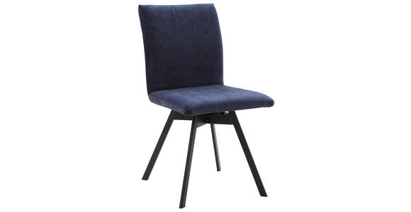 STUHL in Stahl beflockt Metall, Textil - Schwarz/Dunkelblau, KONVENTIONELL, Textil/Metall (60/91/61cm) - Valnatura