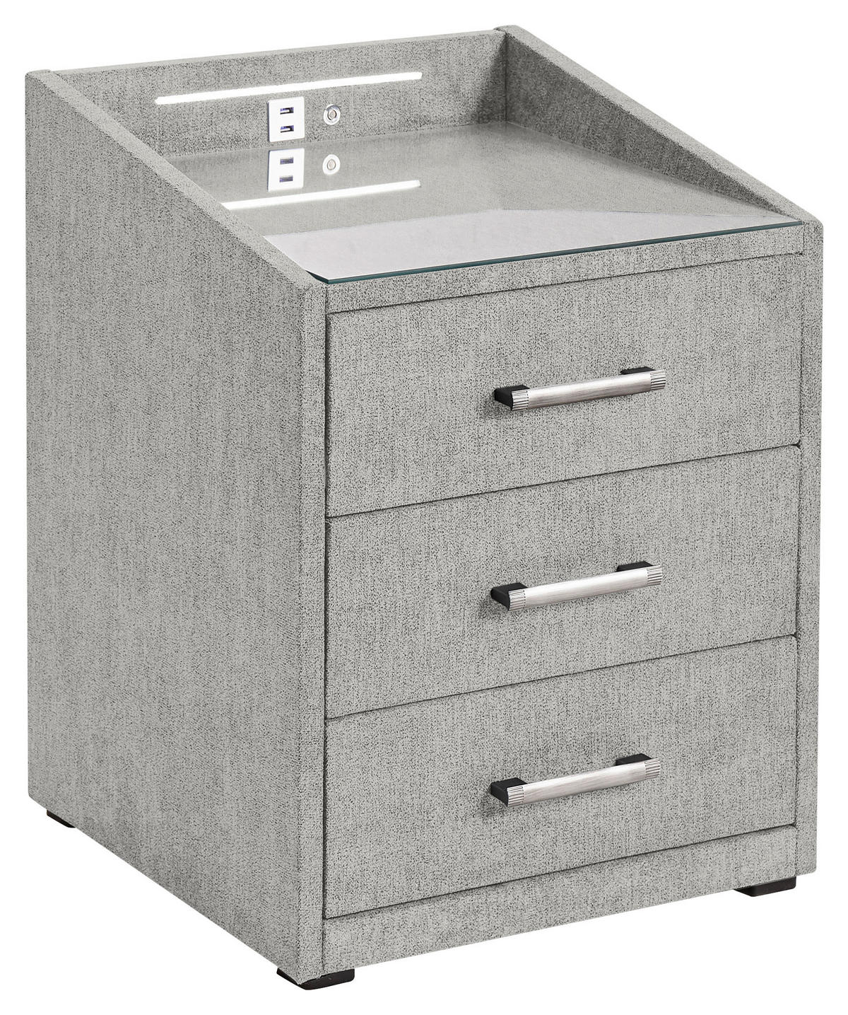 NACHTSCHRANK 47/61/46 cm  - Schlammfarben/Silberfarben, MODERN, Holzwerkstoff/Kunststoff (47/61/46cm) - MID.YOU