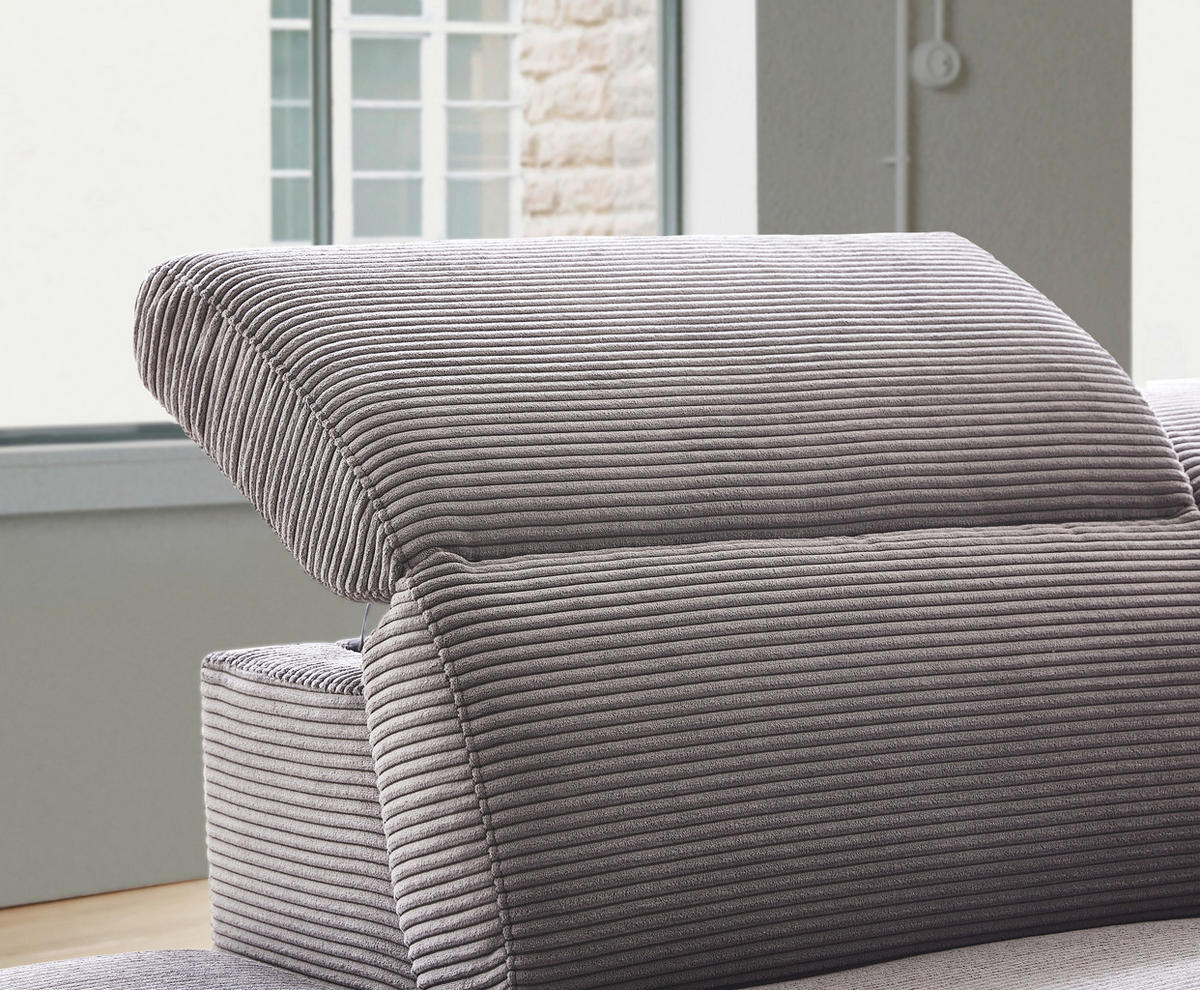 ECKSOFA in Cord Dunkelgrau  - Dunkelgrau/Schwarz, Design, Textil (223/290cm) - Pure Home Lifestyle