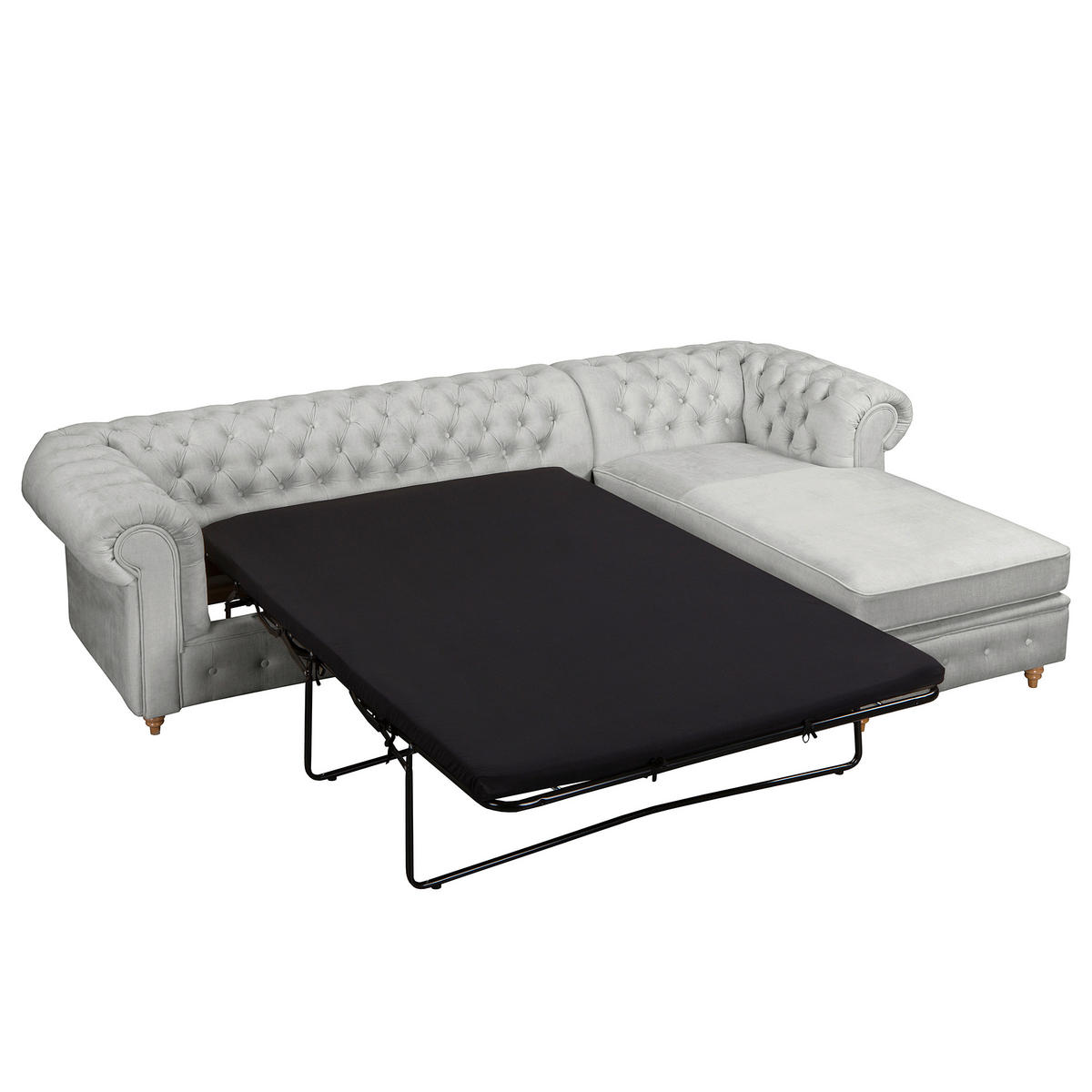 ECKSOFA Mikrofaser Hellgrau  - Creme/Hellgrau, Design, Holz/Textil (284/182cm) - P & B